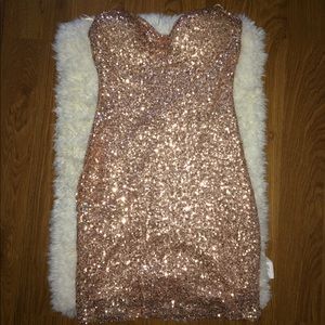 TOBI Rose Gold Sequin Dress